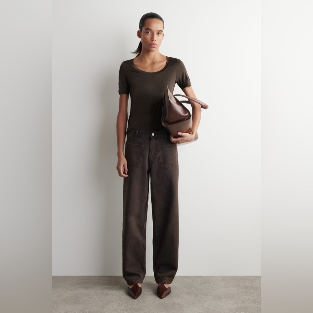 NWT COS Slim Silk T Shirtin Brown Melange
